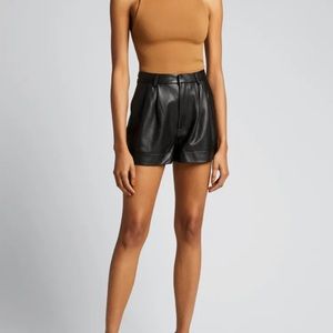 Alice & Olivia, Conry Pleated Leather Shorts size 8